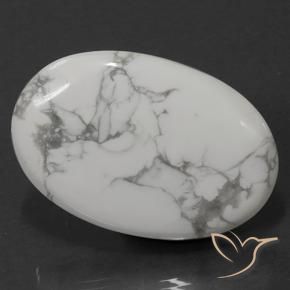 Howlite Blanc grisâtre naturelle ovale, 62.07 ct, Opaque