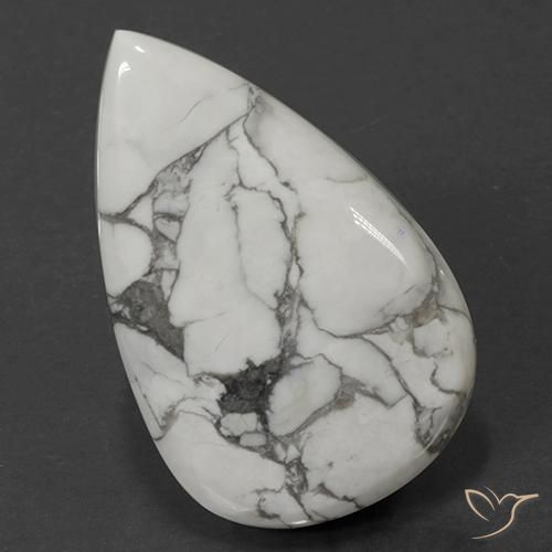67.87ct Naturel Blanc grisâtre Howlite, En forme de poire, Opaque