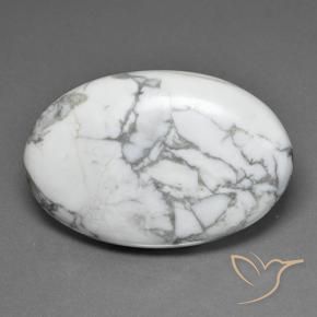 Howlite Blanc grisâtre naturelle ovale, 81.32 ct, Opaque