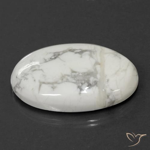Howlite Blanc grisâtre naturelle ovale, 71.05 ct, Opaque
