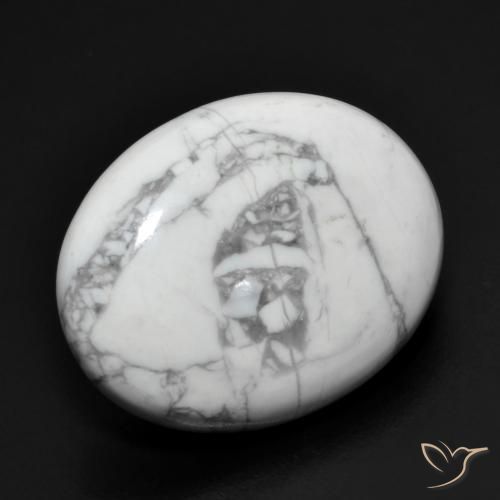 Howlite Blanc grisâtre naturelle ovale, 16.71 ct, Opaque