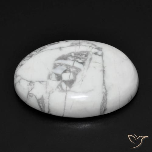 Howlite Blanc grisâtre naturelle ovale, 16.71 ct, Opaque