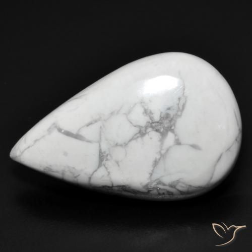19.07ct Naturel Blanc grisâtre Howlite, En forme de poire, Opaque