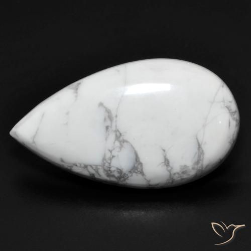 13.84ct Naturel Blanc grisâtre Howlite, En forme de poire, Opaque