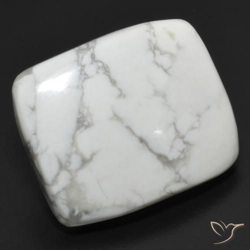 21.82ct Naturel Blanc grisâtre Howlite, Coussin, Opaque
