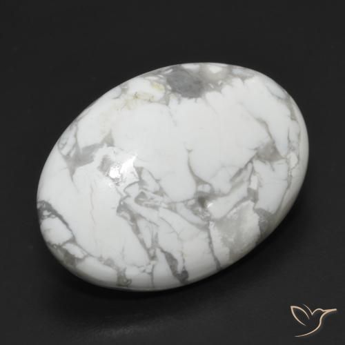 Howlite Blanc grisâtre naturelle ovale, 15.18 ct, Opaque