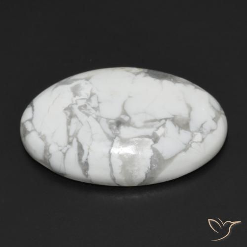 Howlite Blanc grisâtre naturelle ovale, 15.18 ct, Opaque
