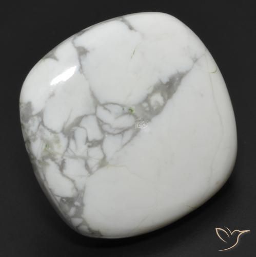 24.04ct Naturel Blanc grisâtre Howlite, Coussin, Opaque