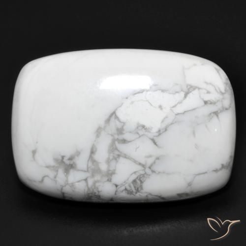 21.56ct Naturel Blanc grisâtre Howlite, Coussin, Opaque