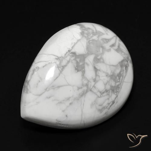 Howlite Blanc grisâtre naturelle En forme de poire, 15.74 ct, Opaque