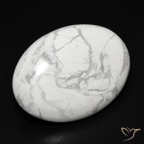 Howlite Blanc grisâtre naturelle ovale, 17.14 ct, Opaque