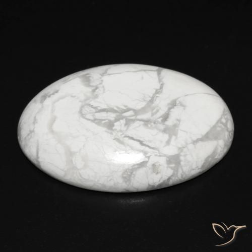 Howlite Blanc grisâtre naturelle ovale, 17.14 ct, Opaque