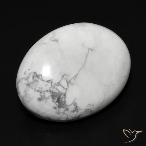 Howlite Blanc grisâtre naturelle ovale, 15.06 ct, Opaque