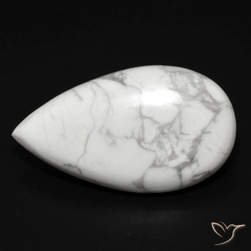 12.48ct Naturel Blanc grisâtre Howlite, En forme de poire, Opaque