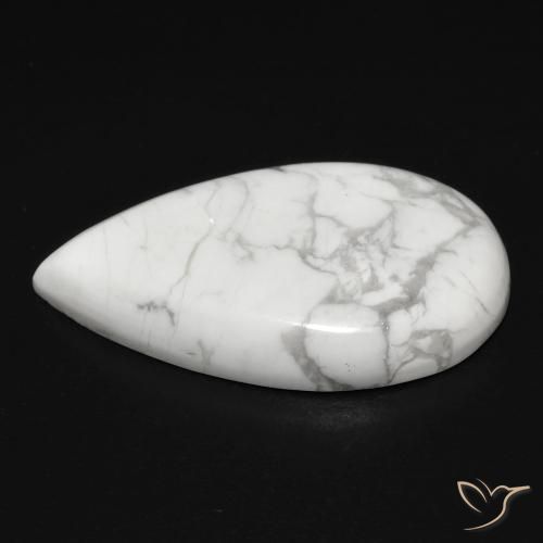 Howlite Blanc grisâtre naturelle En forme de poire, 12.48 ct, Opaque