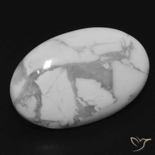 Howlite Blanc grisâtre naturelle ovale, 16.11 ct, Opaque