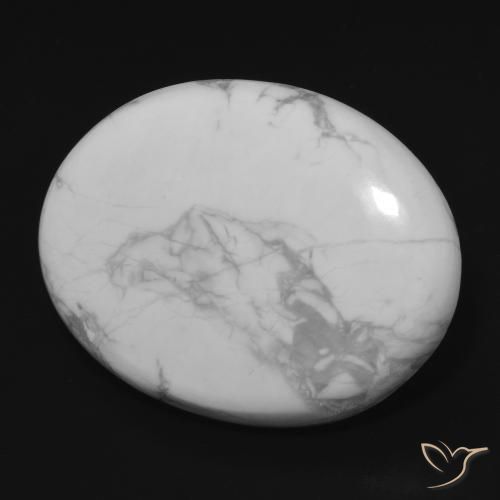 Howlite Blanc grisâtre naturelle ovale, 23.66 ct, Opaque