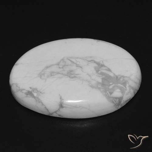 Howlite Blanc grisâtre naturelle ovale, 23.66 ct, Opaque