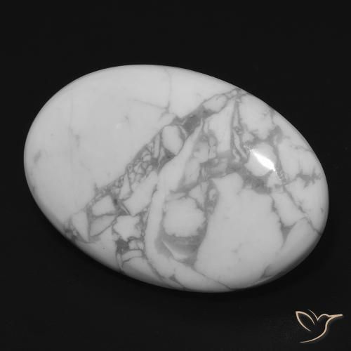 Howlite Blanc grisâtre naturelle ovale, 14.74 ct, Opaque