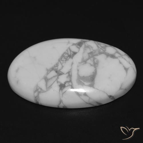 Howlite Blanc grisâtre naturelle ovale, 14.74 ct, Opaque
