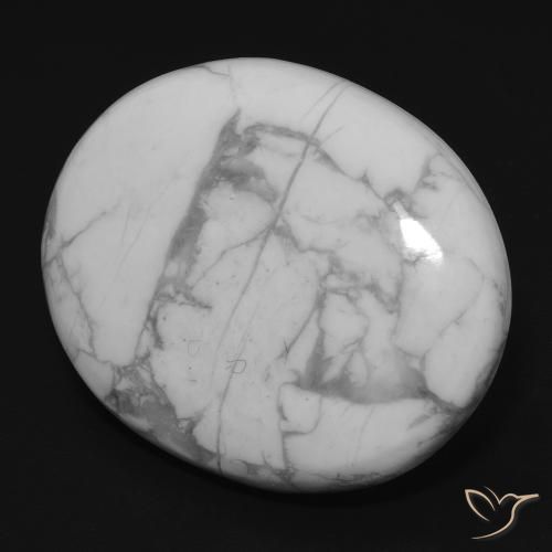 Howlite Blanc grisâtre naturelle ovale, 21.74 ct, Opaque