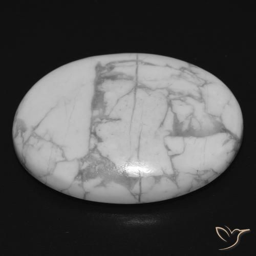 Howlite Blanc grisâtre naturelle ovale, 21.74 ct, Opaque