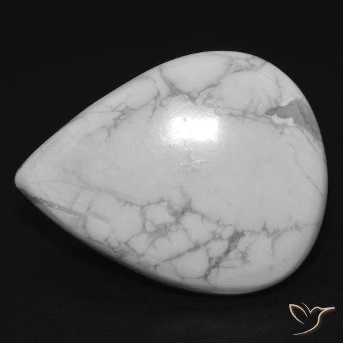 25.33ct Naturel Blanc grisâtre Howlite, En forme de poire, Opaque