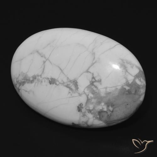 Howlite Blanc grisâtre naturelle ovale, 21.55 ct, Opaque