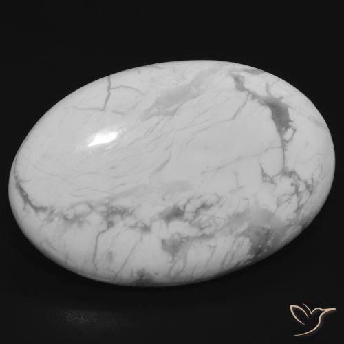 Howlite Blanc grisâtre naturelle ovale, 25.79 ct, Opaque