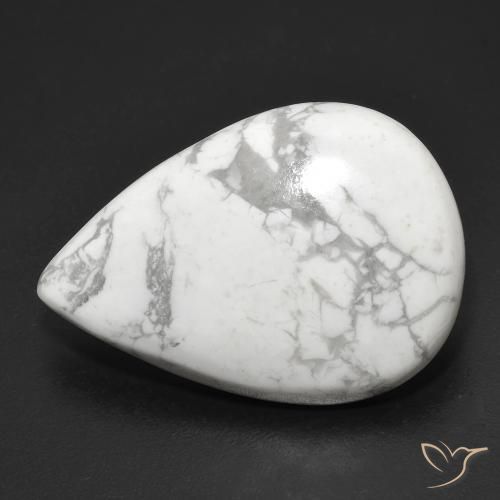 21.42ct Naturel Blanc grisâtre Howlite, En forme de poire, Opaque