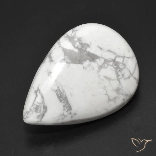 Howlite Blanc grisâtre naturelle En forme de poire, 21.42 ct, Opaque