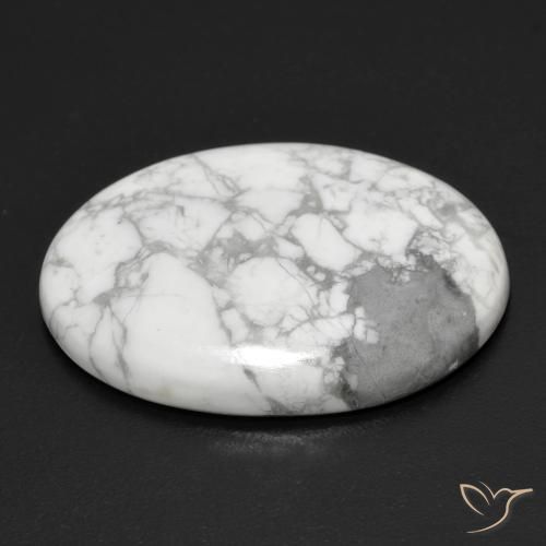 Howlite Blanc grisâtre naturelle ovale, 19.91 ct, Opaque