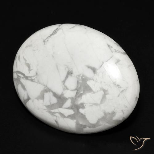 Howlite Blanc grisâtre naturelle ovale, 17.91 ct, Opaque