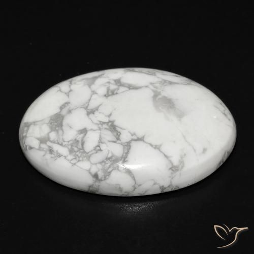 Howlite Blanc grisâtre naturelle ovale, 17.45 ct, Opaque