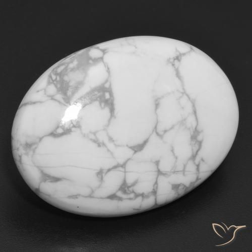 Howlite Blanc grisâtre naturelle ovale, 26.91 ct, Opaque