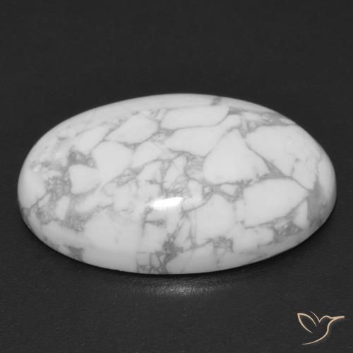 Howlite Blanc multicolore naturelle ovale, 15.19 ct, Opaque