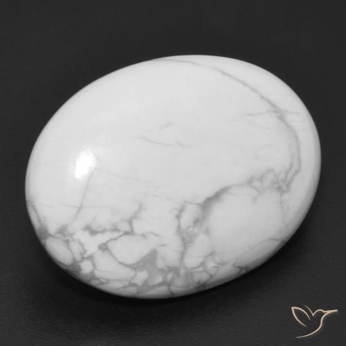Howlite Blanc grisâtre naturelle ovale, 16.38 ct, Opaque