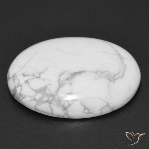 Howlite Blanc grisâtre naturelle ovale, 16.38 ct, Opaque