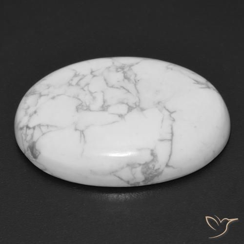 Howlite Blanc grisâtre naturelle ovale, 19.37 ct, Opaque