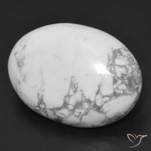 Howlite Blanc grisâtre naturelle ovale, 20.77 ct, Opaque