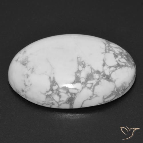 Howlite Blanc grisâtre naturelle ovale, 20.77 ct, Opaque
