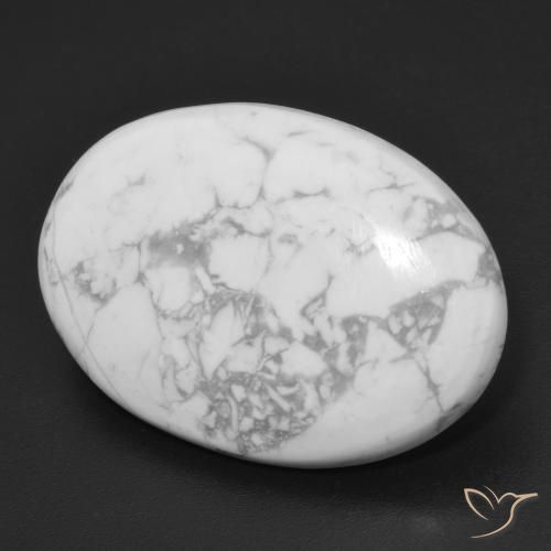 Howlite Blanc grisâtre naturelle ovale, 20.46 ct, Opaque