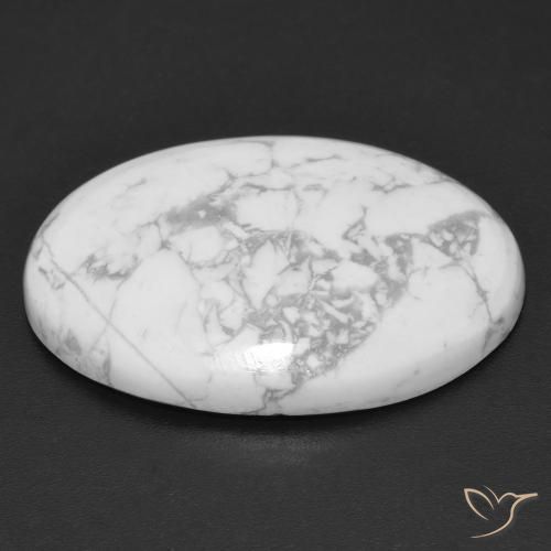 Howlite Blanc grisâtre naturelle ovale, 20.46 ct, Opaque