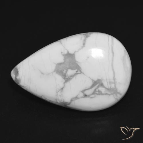18.20ct Naturel Blanc grisâtre Howlite, En forme de poire, Opaque