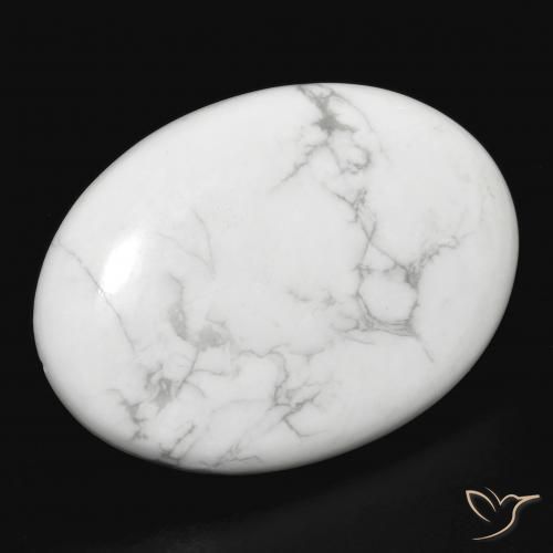 Howlite Blanc grisâtre naturelle ovale, 30.49 ct, Opaque