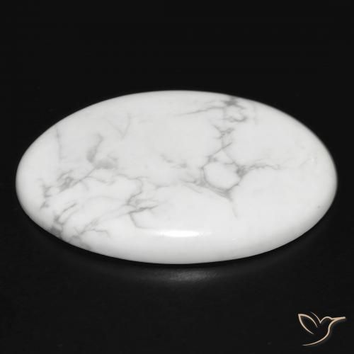 Howlite Blanc grisâtre naturelle ovale, 30.49 ct, Opaque