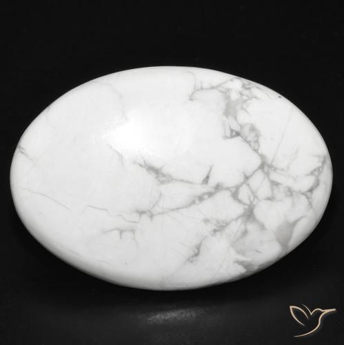 31.08ct Naturel Blanc grisâtre Howlite, ovale, Opaque