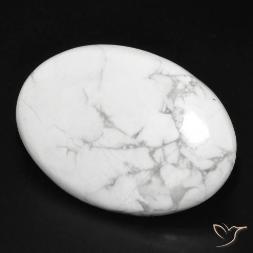 Howlite Blanc grisâtre naturelle ovale, 31.08 ct, Opaque