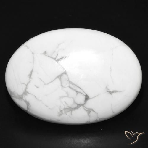 32.88ct Naturel Blanc grisâtre Howlite, ovale, Opaque
