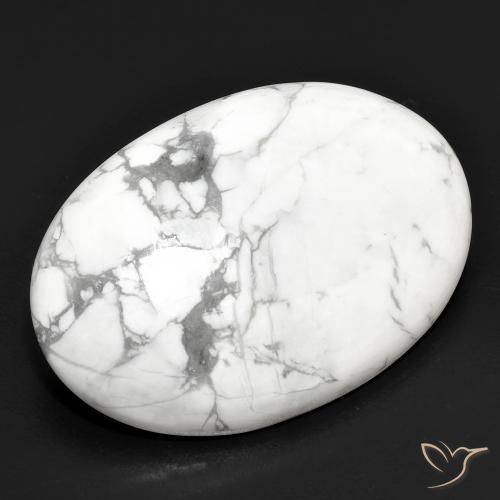 Howlite Blanc grisâtre naturelle ovale, 25.08 ct, Opaque